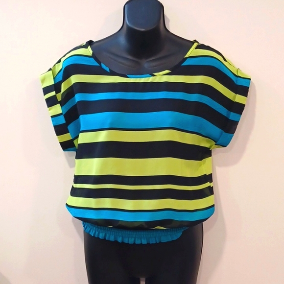 Wet Seal Relaxed Fit Sheer Pull On Striped Blouse- Sz. XS - Picture 2 of 7